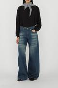 Oversize Round Neck Long Sleeve T-Shirt TMO25AWLT03BLK