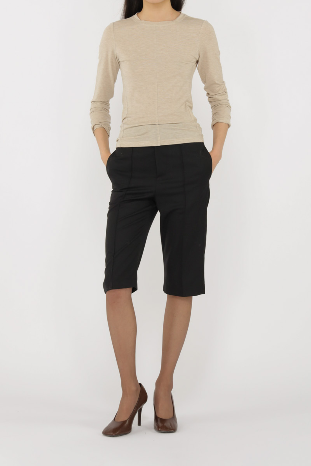 Slim Round Neck Long Sleeve T-Shirt TMO25AWLT02APT