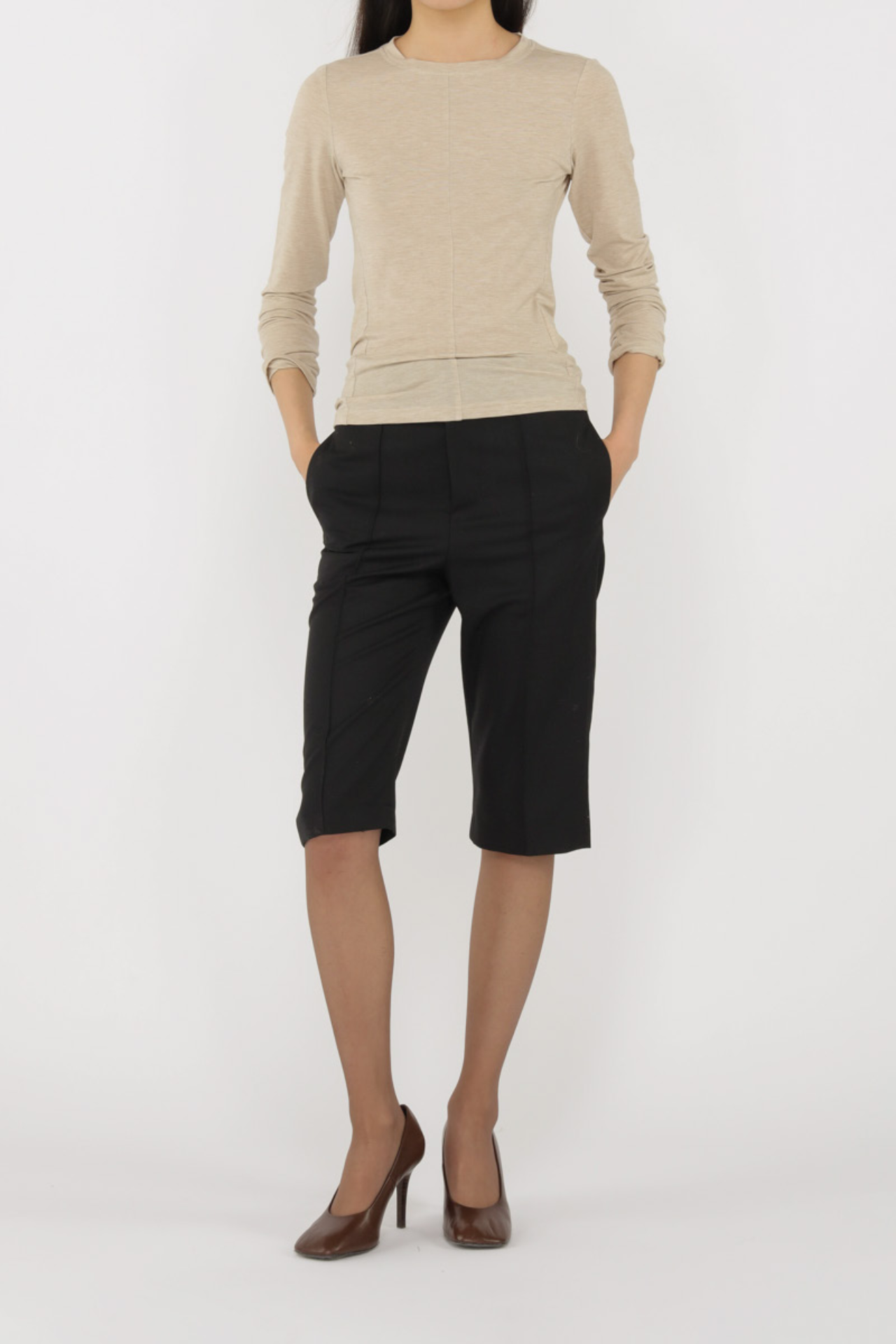 Slim Round Neck Long Sleeve T-Shirt TMO25AWLT02APT