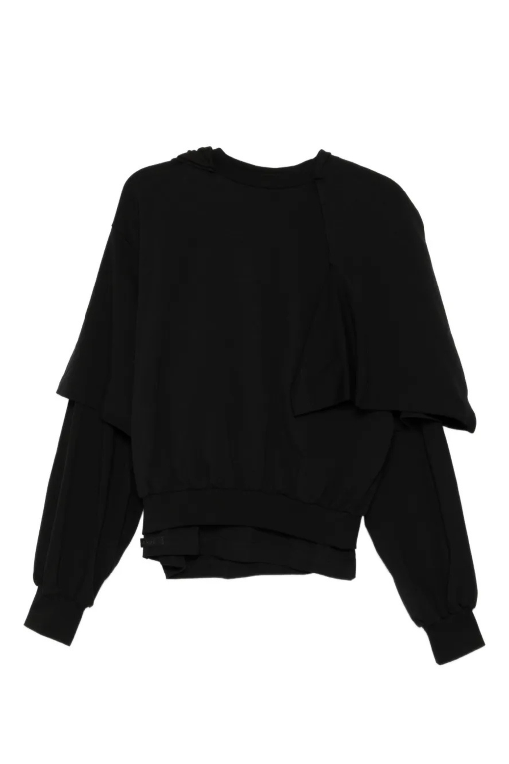 Alainpaul hanging ruffled hoodie Black