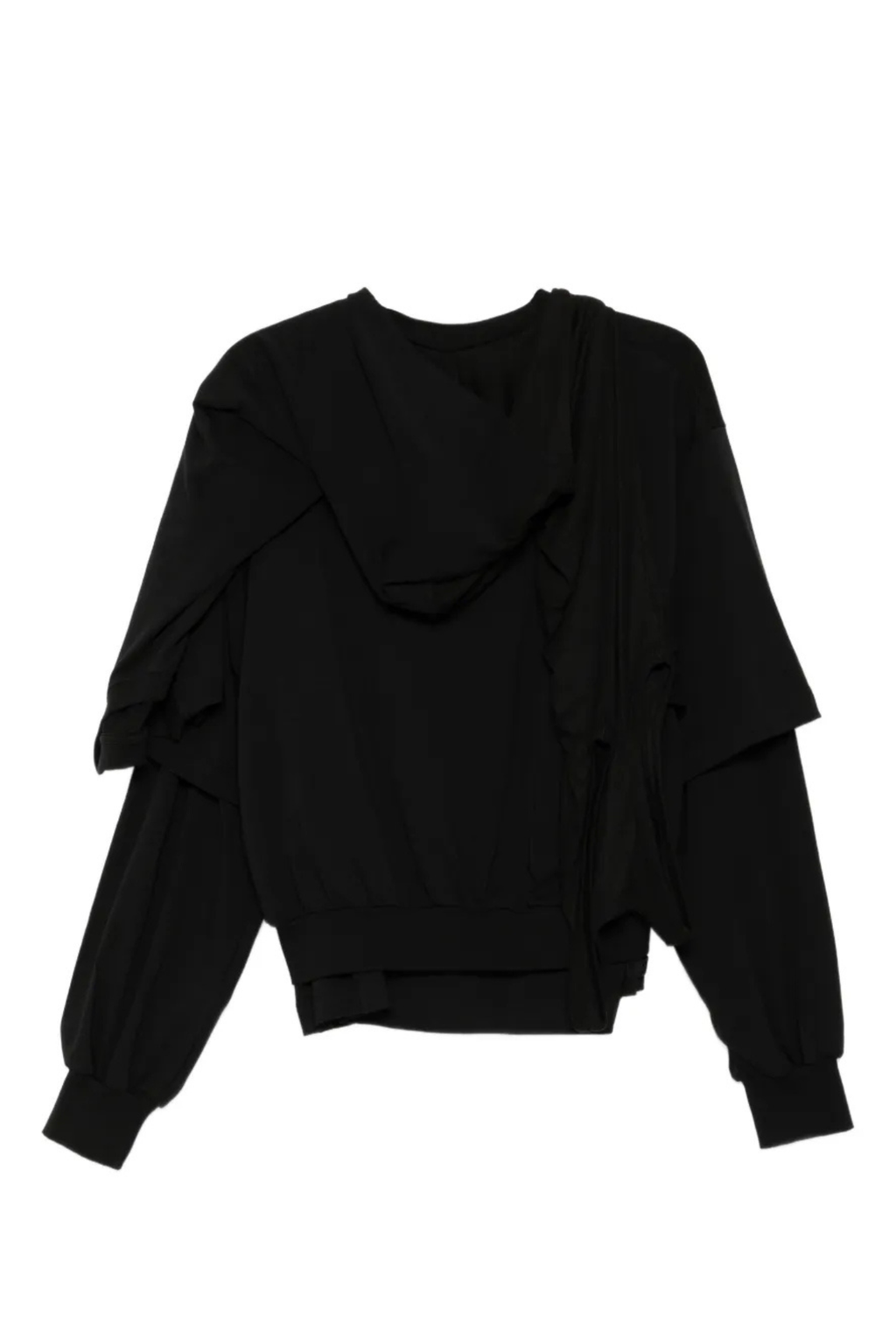 Alainpaul hanging ruffled hoodie Black