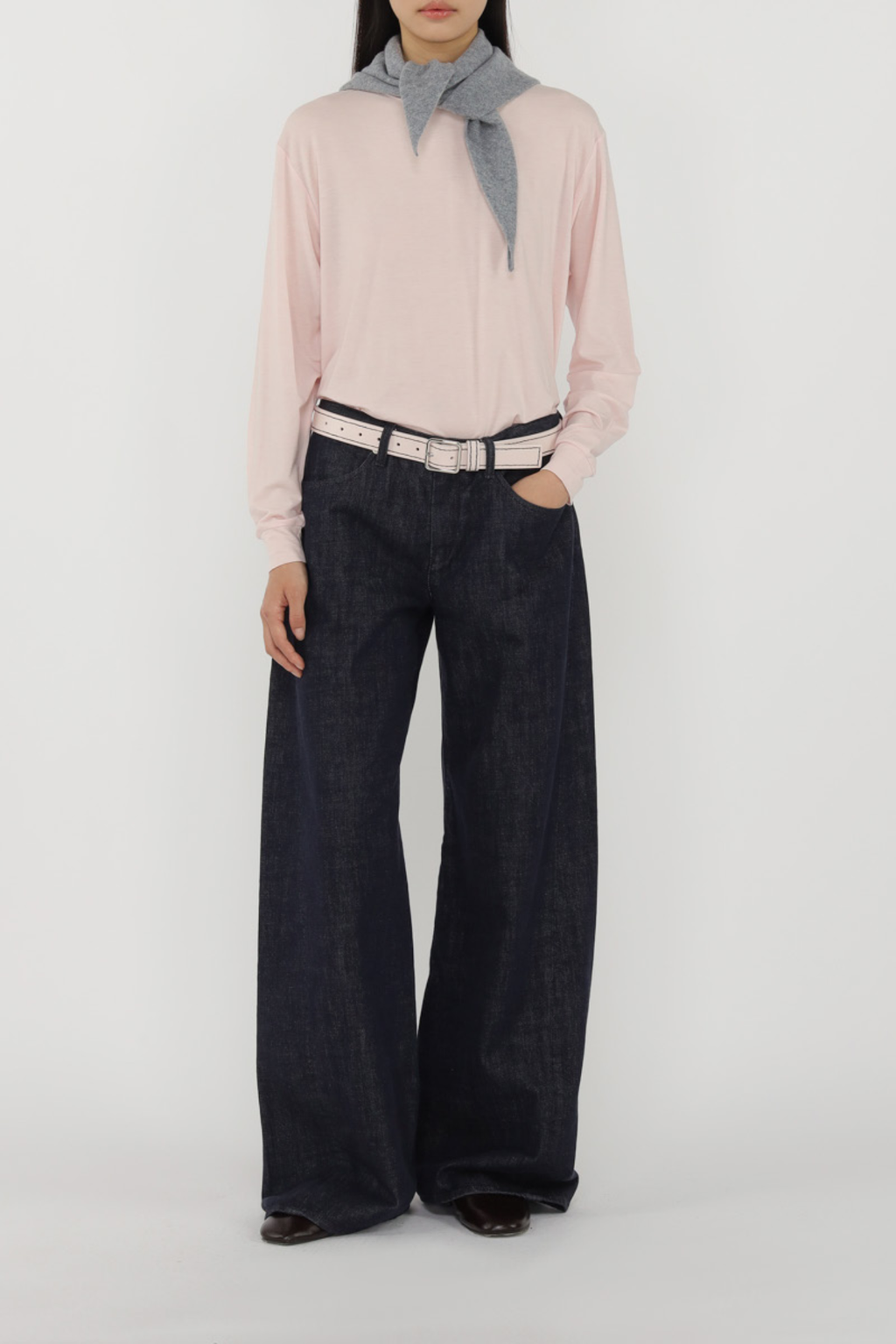 Oversize Round Neck Long Sleeve T-Shirt TMO25AWLT03PNK