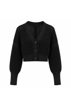 CFCL Lattice Cropped Cardigan Black