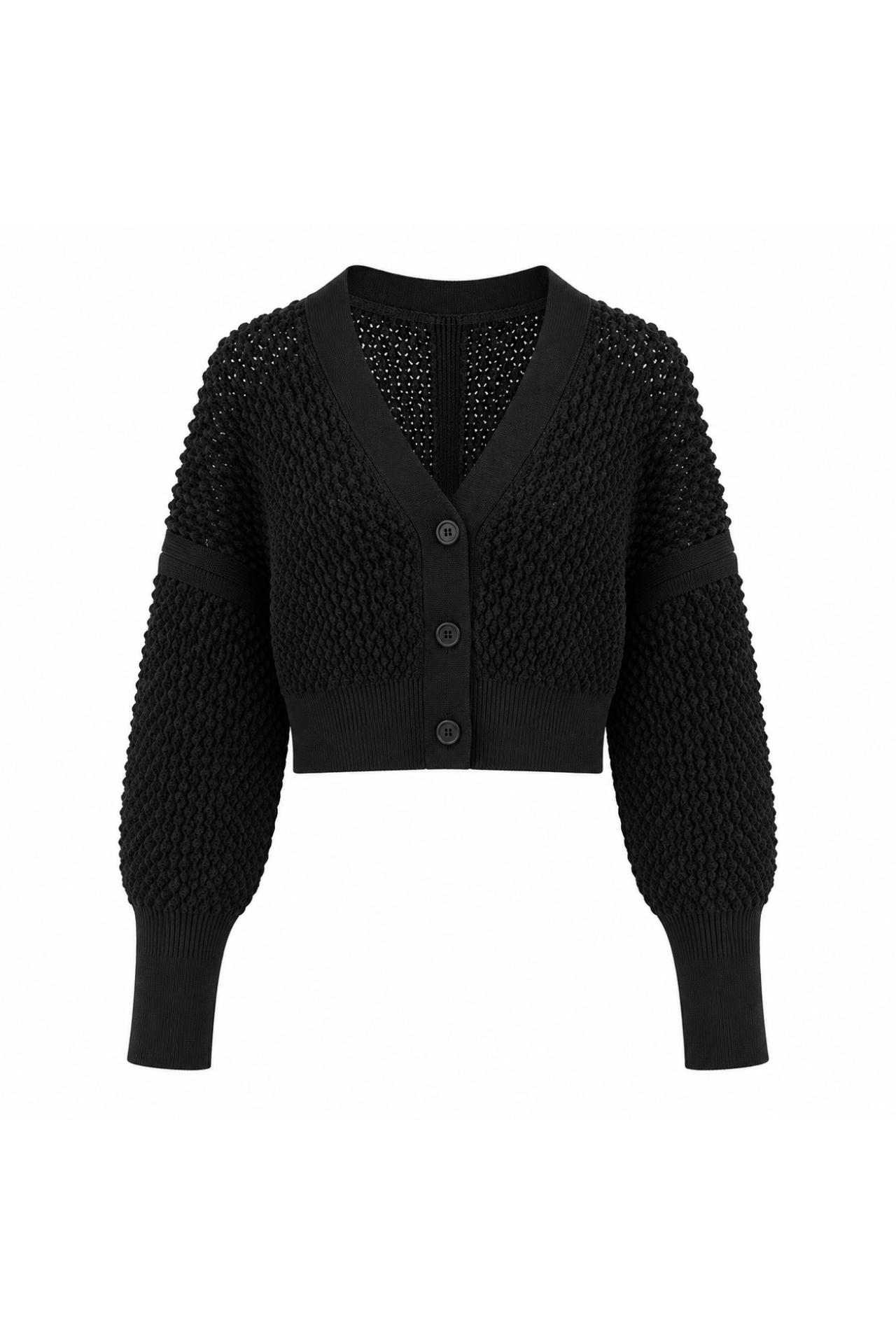 CFCL Lattice Cropped Cardigan Black