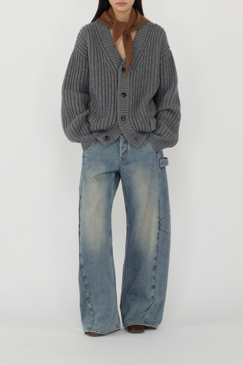 Textured Cardigan TMO25AWKN07GRY